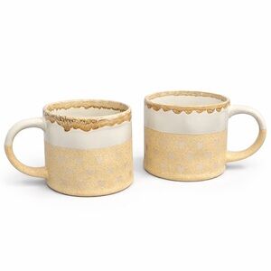 Heart mugs Cream and Tan Heart White Reactive Mugs set of 2 NWT Valentines Day